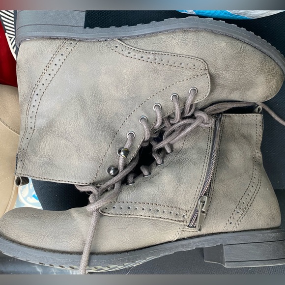 Brown Ankle Combat Boots - Picture 2 of 3